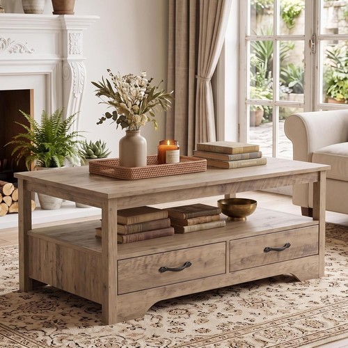Rectangular coffee table with - coffee,