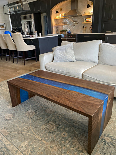 Rectangular walnut blue - rectangular,