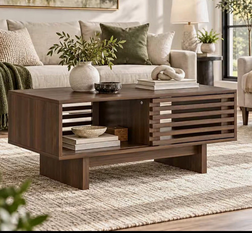 Rectangular dark brown wood - dark,