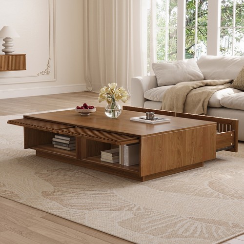 Solid wood coffee table with - wood,